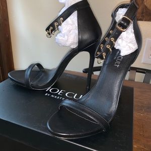 NWT Black Nasty Gal Heels with Gold Ring Detail